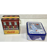 Lot OF 2 Coca-Cola Vintage Style Rectangle Tin Lidded Box Christmas - $27.60