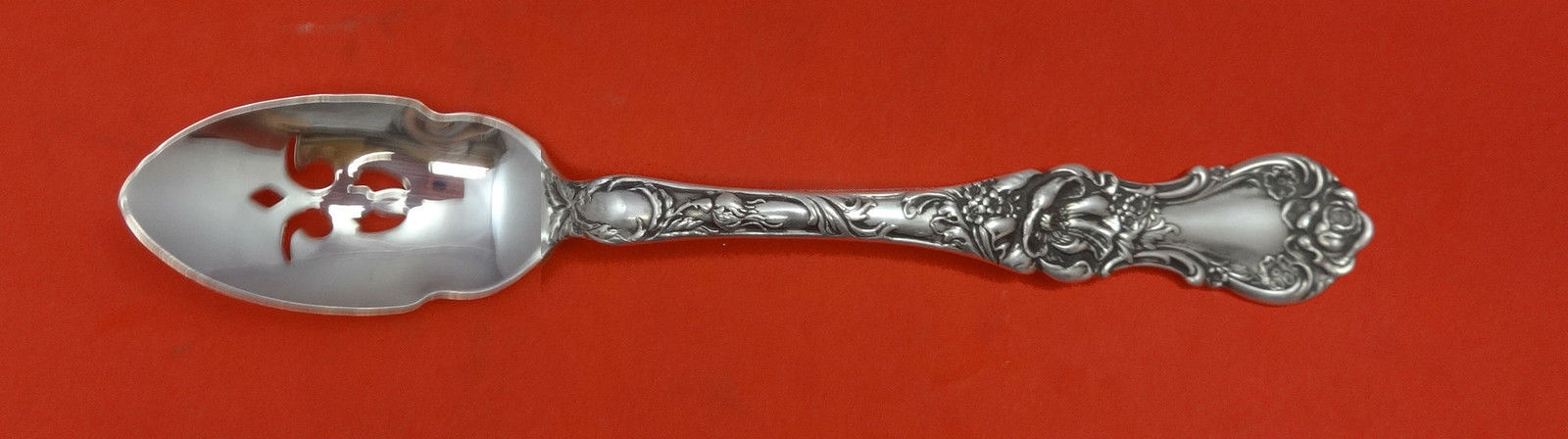 Primary image for Floral by Wallace Plate Silverplate Pierced Olive Spoon Custom Made