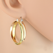 Rose & Gold Tone (Two-Tone) Polished Hoop Earrings- United Elegance - $23.99
