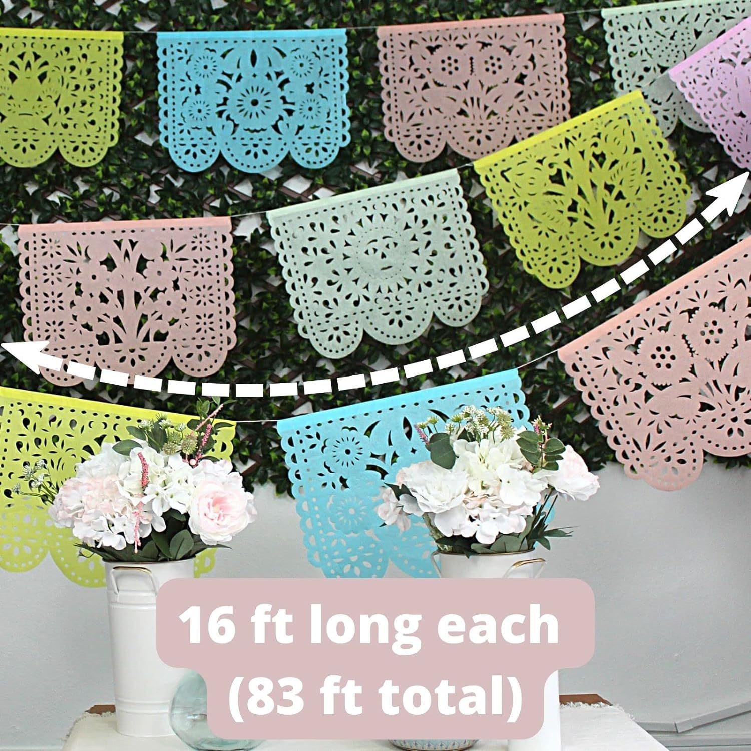 Pastel Papel Picado Banner for Parties, Neutral/Pastel Party Decorations - Perfe