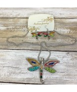 Dragonfly Necklace &amp; Pierced Earrings Set New - $14.01