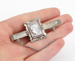 925 Sterling Silver - Vintage Mother Of Pearl &amp; Marcasite Tie Clip - TR1163 - $64.75