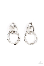Paparazzi Dynamically Linked Silver Post Earrings - New - $4.50