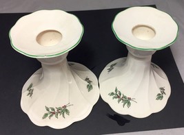 Nikko Japan Christmas vintage 4&quot; Candlesticks holders set - $5.69