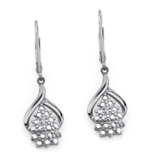 DIAMOND ACCENT CLUSTER DROP EARRINGS PLATINUM STERLING SILVER - $151.99