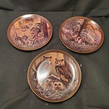 Bradford Exchange Set of 3 Family Circles Owl Plates D.L. “Rusty” Rust 1... - $28.50