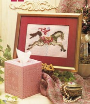 Plastic Canvas Carousel Rocking Horse Sign Tissue Cover Ornaments USA Pattern - $13.99