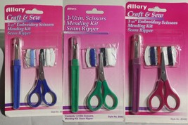 Sewing Mending Kit 3.5 inch Scissors Seam Ripper Thread Buttons Choice of Color - $3.99
