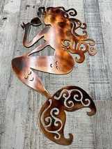 Sitting Mermaid Sipping Wine - Metal Wall Art - Copper 30" tall Left Facing - $99.73