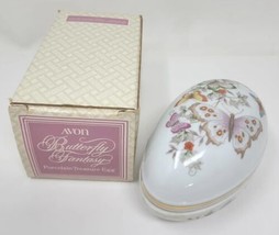 Vintage Avon Butterfly Fantasy Porcelain Treasure Egg Trinket Box New in Box U35 - $18.99