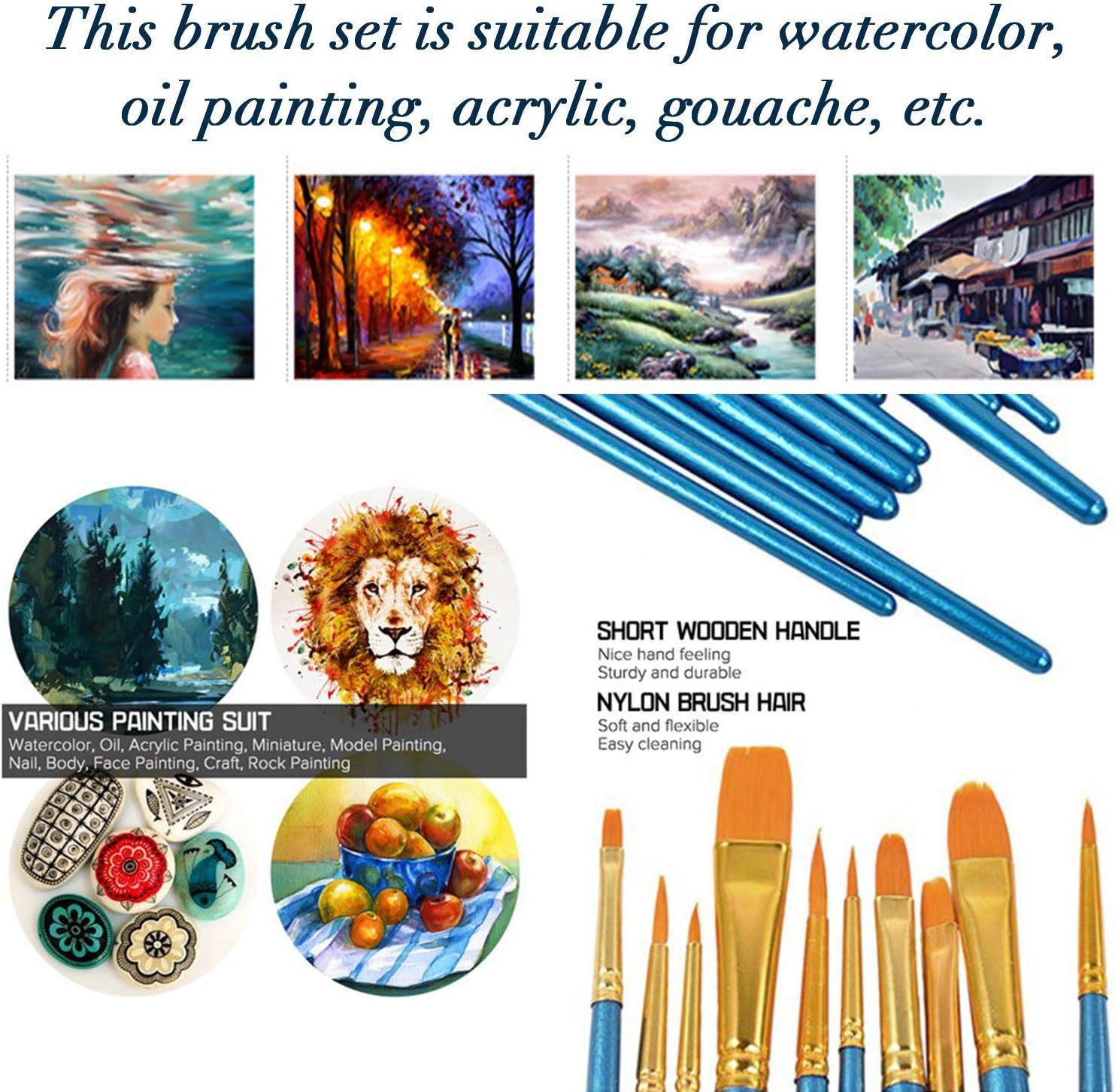 Art Brushes For Acrylic Painting Nylon Bristle Painting Brush Set 6 pcs for  Acrylic Watercolor Gouache Ink Rock Craft