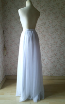 White Full Tulle Skirt White Floor Length Tulle Maxi Skirt Bridal Plus Size image 4