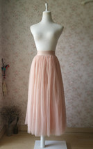 Blush Pink Long Tulle Skirt High Waisted Plus Size Long Tulle Tutu Blush Skirt