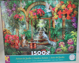 Ceaco 1500 Piece Puzzle GARDEN ATRIUM Flowers Kittens Doves Fountain But... - $42.03
