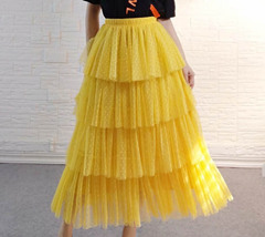 Yellow Tiered Tulle Skirt Outfit Romantic Polka Dot Layered Tulle Skirt Any Size
