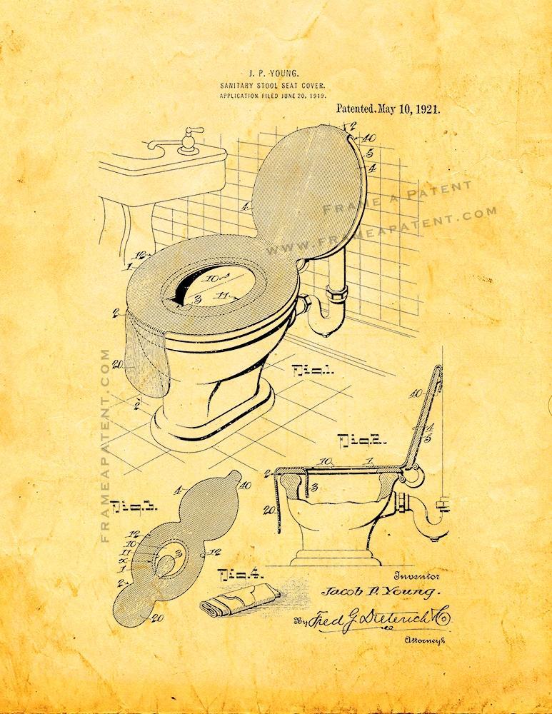 Sanitary Stool-seat Cover Patent Print - Golden Look - $7.95 - $40.95
