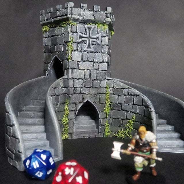 Exclusive 3-path Dice Tower Dungeons & Dragons DnD 3D-Printed 12 Colors ...