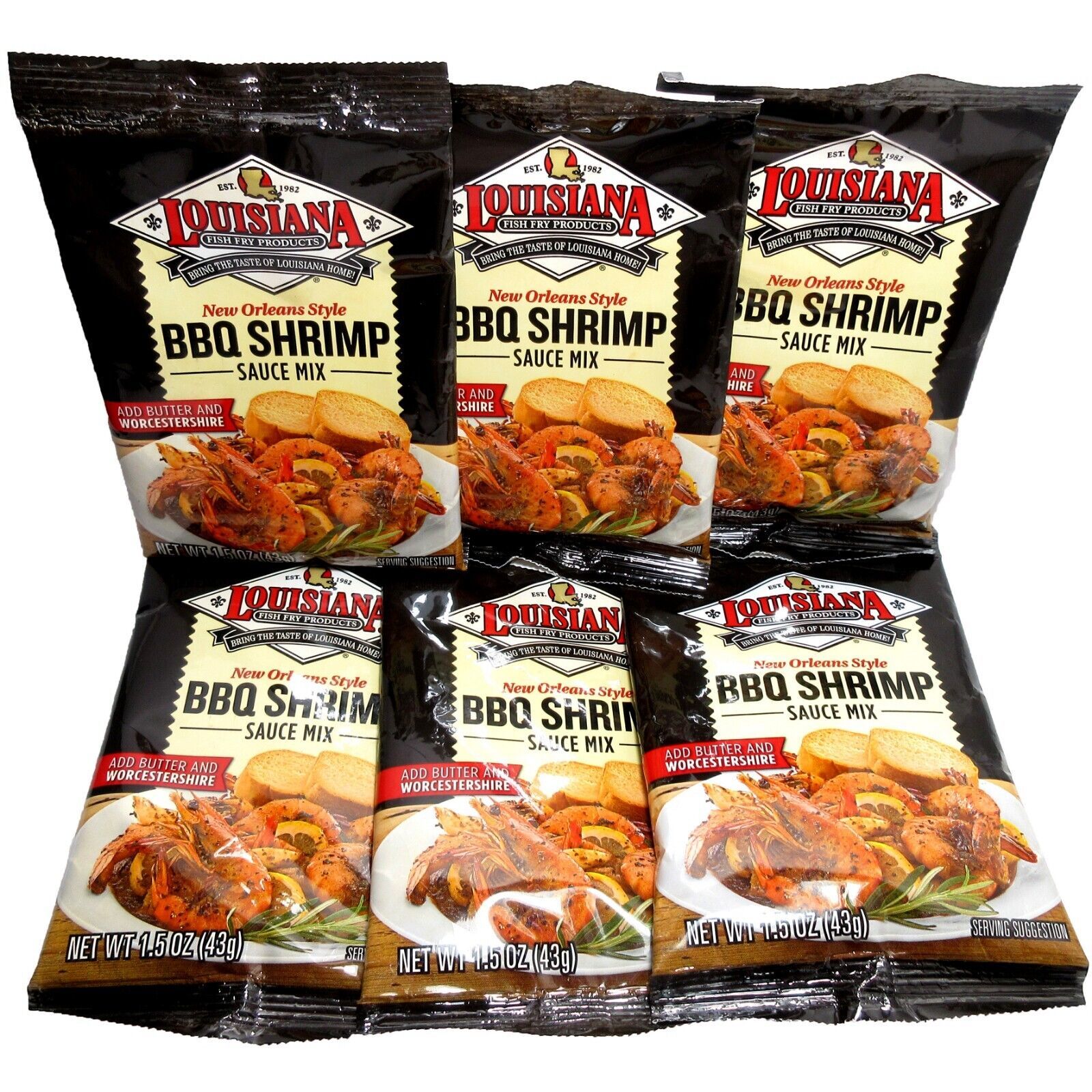 Primary image for (6) Louisiana Fish Fry New Orleans Style BBQ Shrimp Sauce Mix - 1.5 oz each