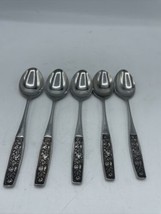 Interpur INR28 Stainless Flatware Embossed Roses Black Accent Lot 5 Teas... - $31.67