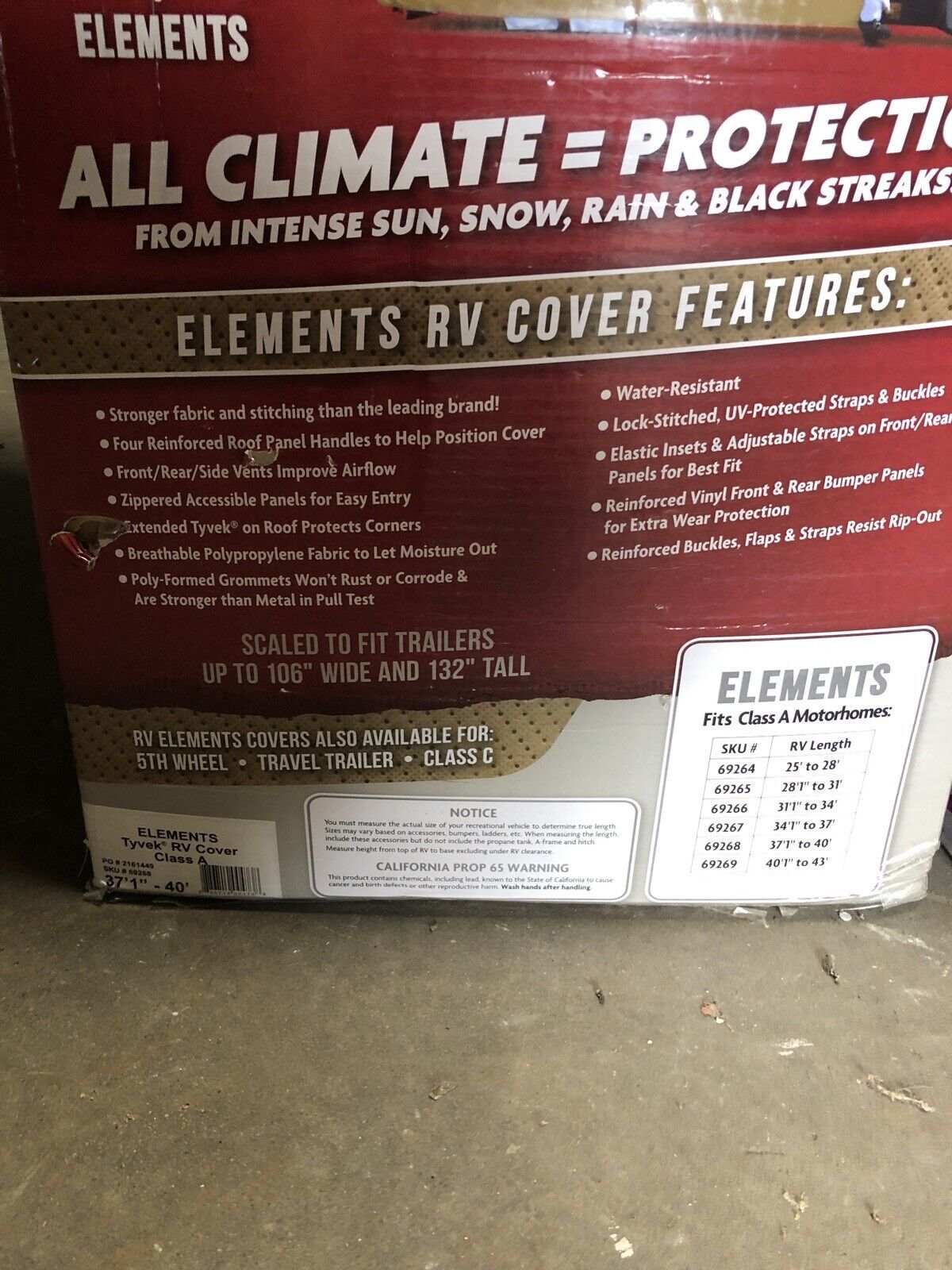 Elements Premium AllClimate Tyvek RV Cover, Class A, 37'.1' 40