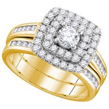 14kt Yellow Gold Round Diamond Bridal Wedding Engagement Ring Band Set 1.00 Ctw - $1,499.00