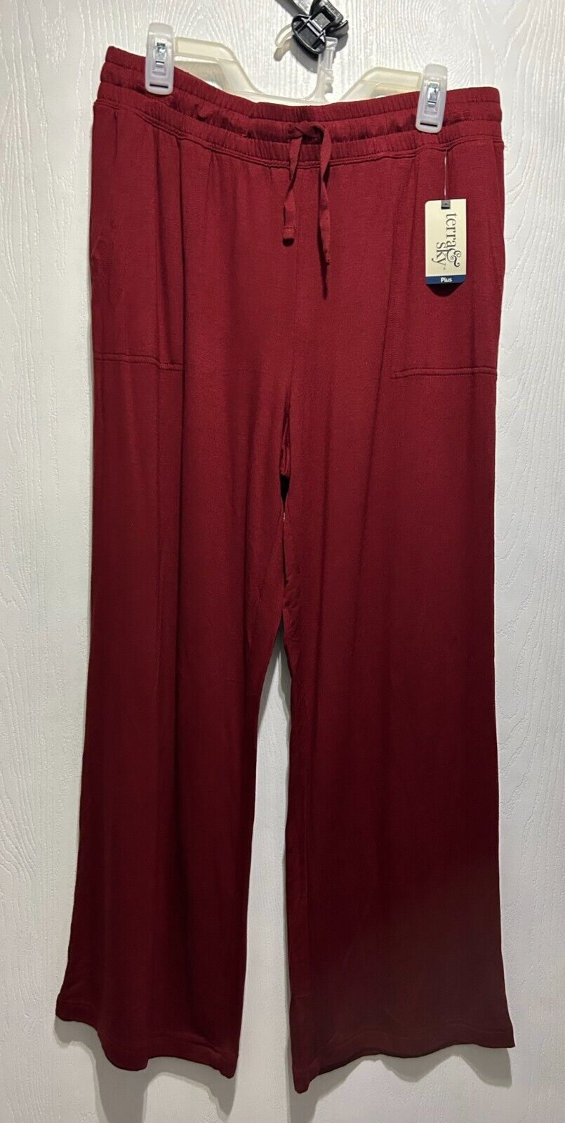 Terra & Sky Women's Plus Size 0x 14W Knit Pull On Pant Rose Wine Red ...