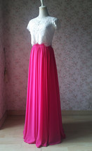 Fuchsia Hot Pink Full Chiffon Skirt Floor Length Summer Bridesmaid Chiffon Skirt image 7