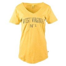 Venley NCAA West Virginia Mountaineers WVU Slouch Pocket V-Neck Tee, Yel... - $10.00