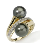 Elegant Ladies Ring 18K Gold Ring Unique Black Pearl Ring Party Jewelry ... - $29.99