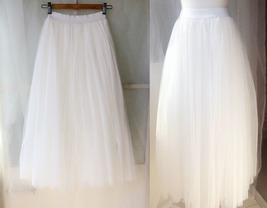 Cream Ivory White Long Tulle Skirt Women High Waist Ivory Tulle Skirt, Plus Size image 9