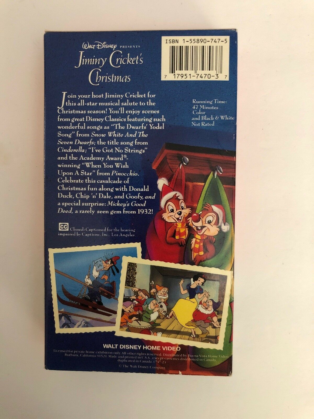 Walt Disney's Jiminy Cricket's Christmas(VHS 1986)TESTEDRARE VINTAGE