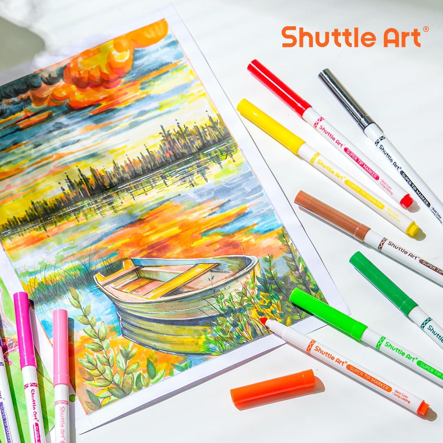  Shuttle Art 216 Pack Washable Markers, 8 Assorted