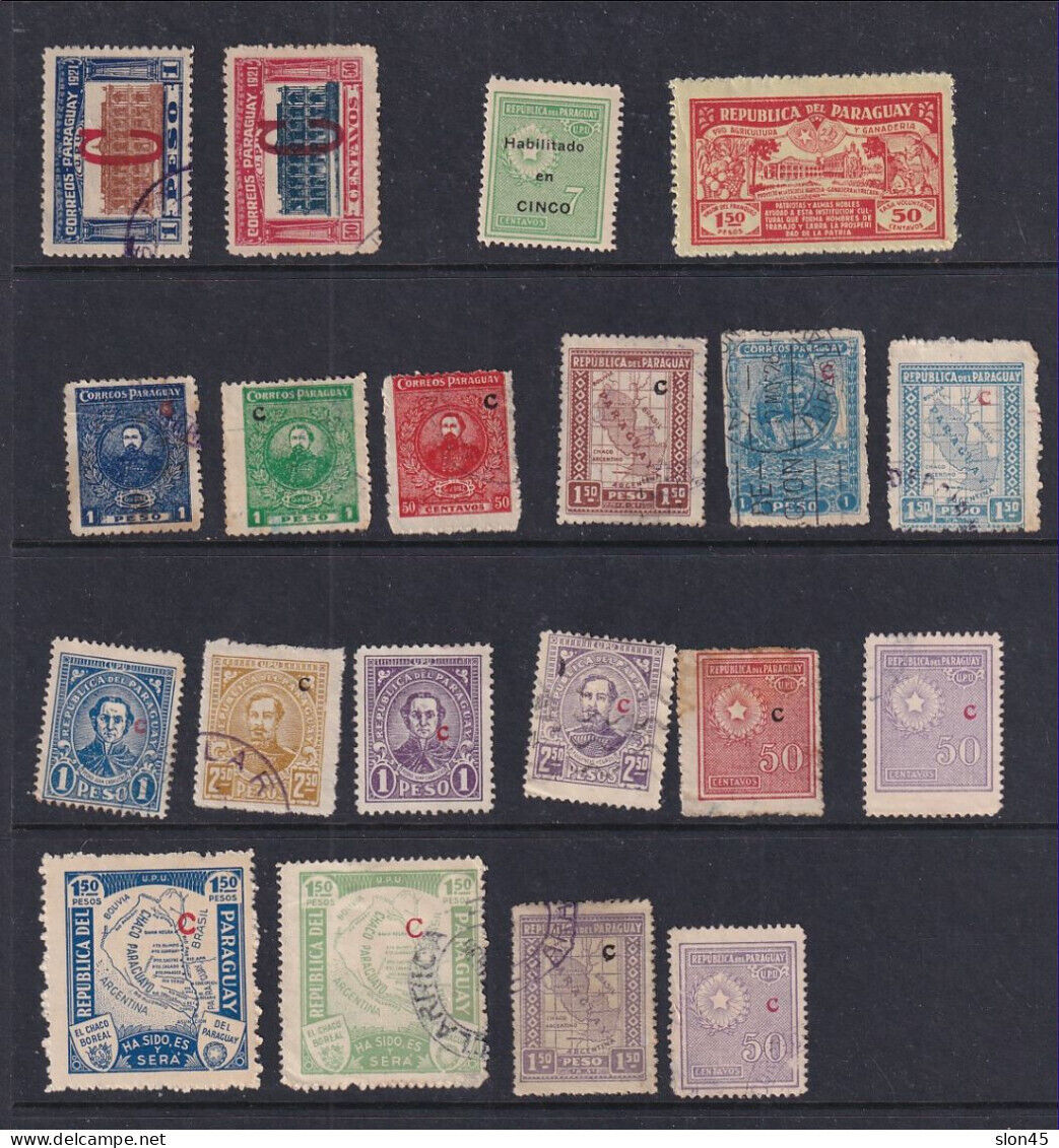 Paraguay 1922-36 Interior Office issues Accumulation 19 stamps MH/Used ...