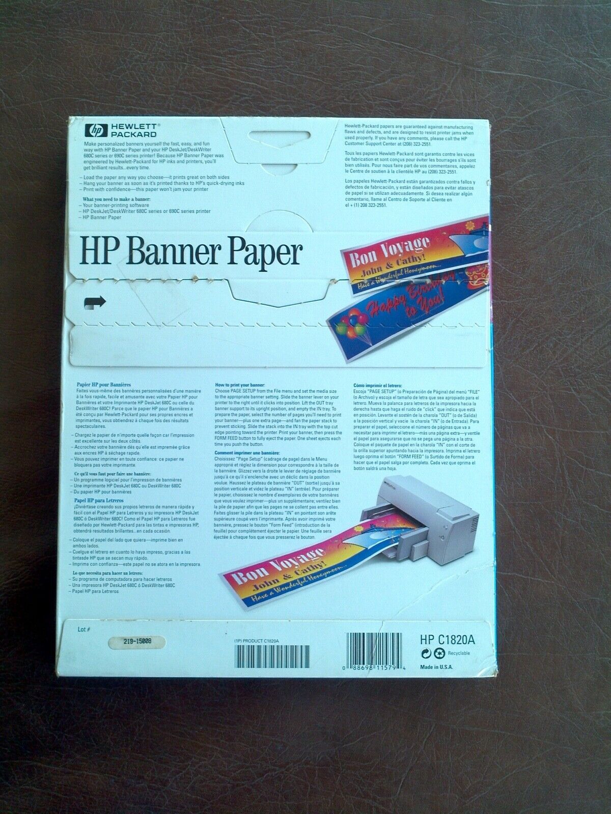 HP Banner Paper for Inkjet Printers - 15 5' banners - 24 lb HP C1820A NEW