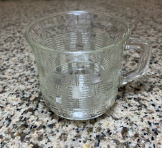 Vintage Fortecrisa Mexico Clear Glass Basketweave Design Embossed Mug Cup  - $9.40