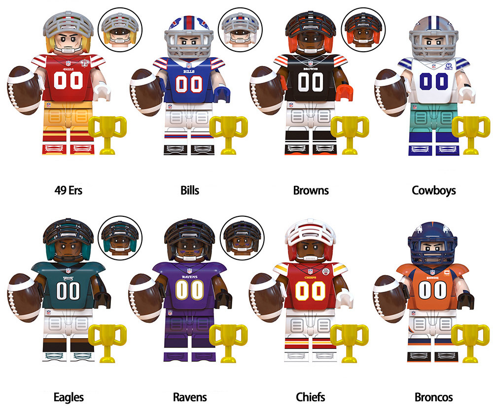 Famous american football players 32 minifigure building block toys for