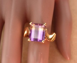 HUGE designer ring / Ametrine couture Cocktail Ring / Vintage gold sterl... - $185.00