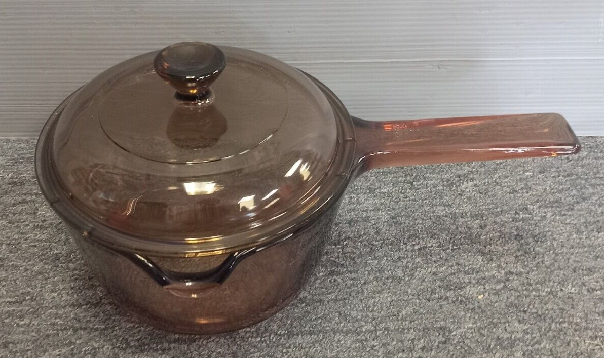 1.5 L Corning France Vision Amber Glass Cookware Sauce Pot With Lid 