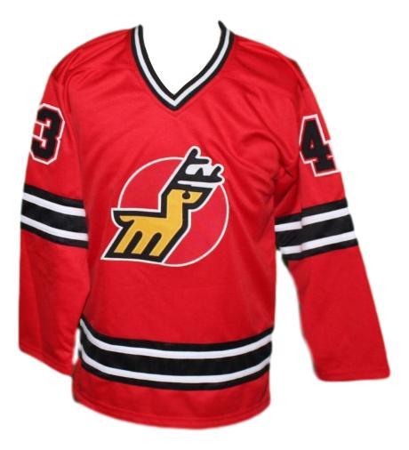 Marc tardif  43 michigan stags custom hockey jersey red  1