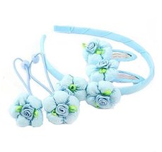 Set of 5 Children Hair Bands Beautiful Hairpins and Hair Circle, Blue