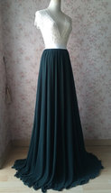 Dark Green Plus Size Maxi Chiffon Skirt Dark Green Bridesmaid Maxi Chiffon Skirt image 11