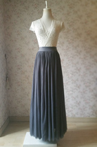 DARK GRAY Tulle Maxi Skirt Wedding High Waisted Plus Size Bridesmaid Skirt