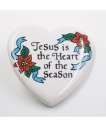 VTG Jesus is the Heart of the Season Ceramic Christmas Lapel Pin 1994 HO... - $9.99