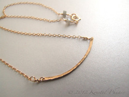 Hammered Gold Bar Necklace - simple elegant minimalist, original handmad... - $30.00