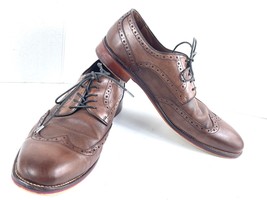 Johnston & Murphy Conrad Embossed Men's 13M Wingtip Oxford Brown Leather Shoes - $47.56