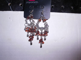 Paparazzi Earrings (New) Silver & Brown Crystal Dangles - $5.15