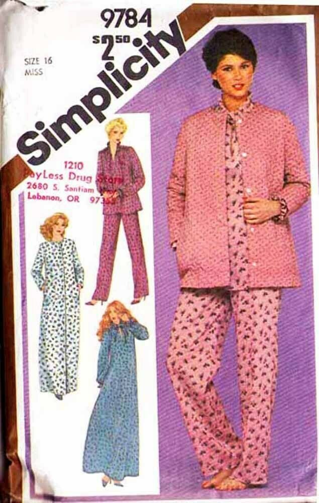 Primary image for Vintage 1980 Misses' ROBE or JACKET, NIGHTGOWN & PAJAMAS Pattern 9784-s Size 16