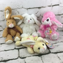 Easter Bunnies Plush Lot Of 4 Stuffed Animals Rabbits Holiday Gift Toys - $14.84
