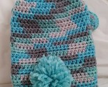 CUTE CROCHETED DOG SWEATER/HAT COMBO WITH POM POMS SIZE XS TEALS & GREYS