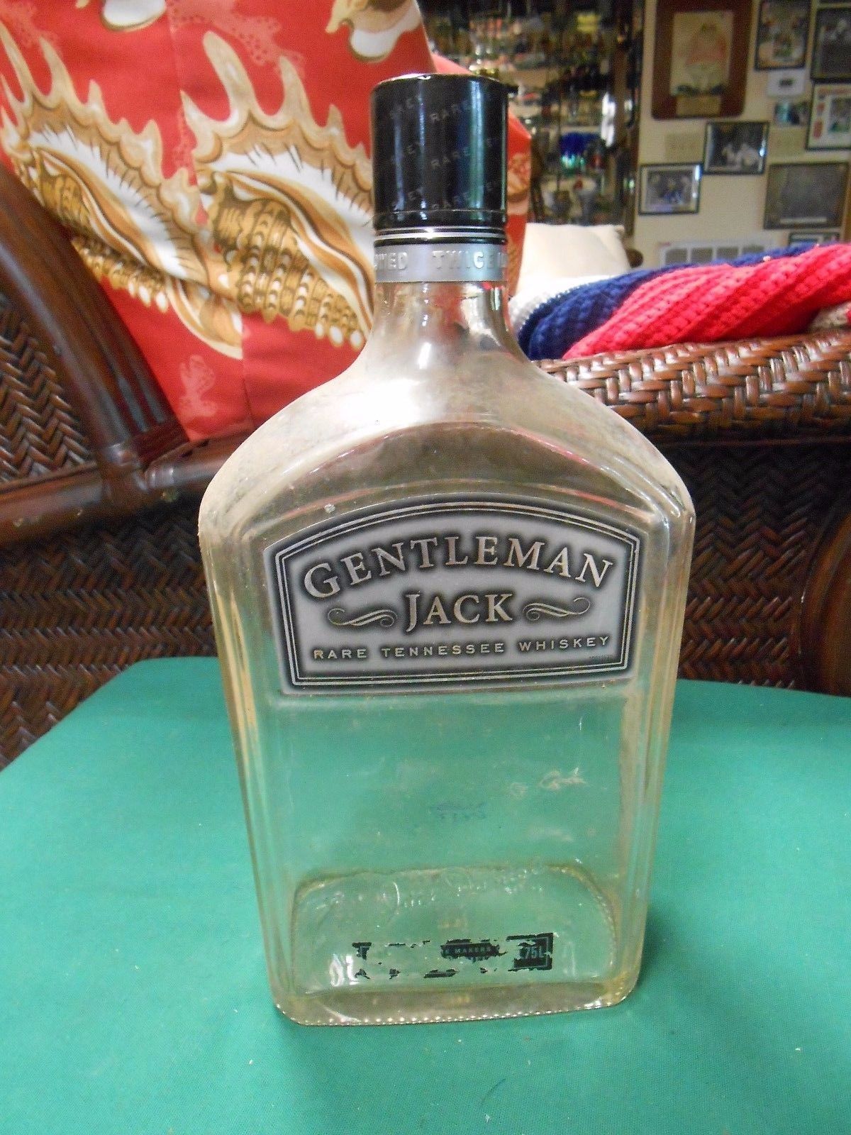 Jack Daniels Old No. 7 Empty 1 Liter Glass Bottle Empty with Cap